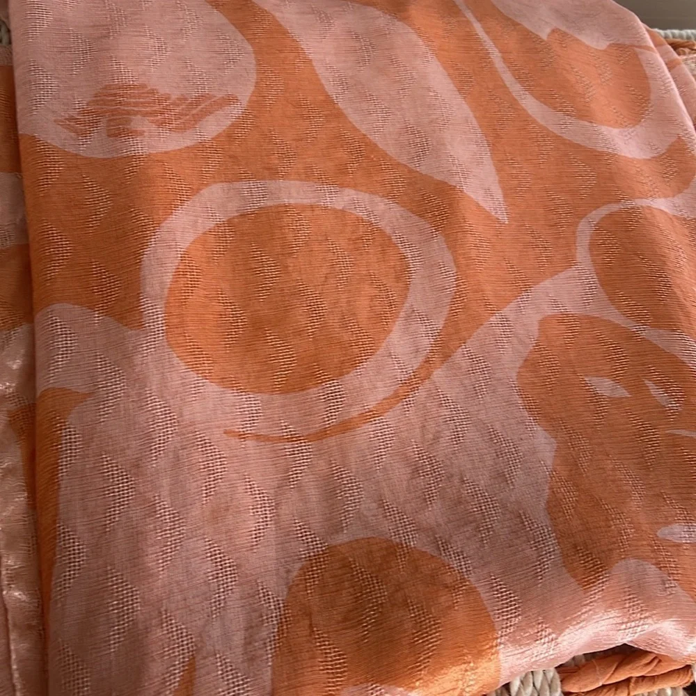Giorgio Armani 54” Square 100% Silk Salmon Peach Cream Shawl Scarf